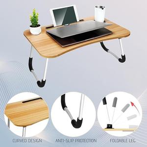 Modern Portable Foldable Home Office Furniture Wooden Laptop Stand <strong>Table</strong> Desk with Slot and Cup Holder - Product Image 5