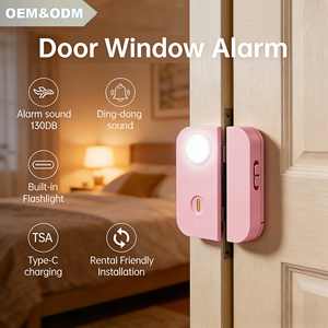 Alarma de Seguridad para Puerta <span class=keywords><strong>OEM</strong></span>/ODM, 130dB, con Linterna LED, Alta Sensibilidad, Certificación CE, Recargable, para Hogar y Dormitorio - Product Image 1