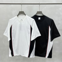 T-shirt d'été à col en V patchwork, résistant aux bactéries 7A, sensation de fraîcheur, séchage rapide, léger et respirant pour hommes et femmes