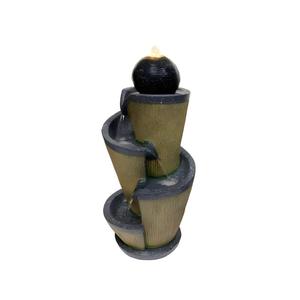 Fontaine à eau spirale moderne avec lumières LED, cascade à 3 niveaux en résine pour la maison, le bureau, la terrasse, décoration relaxante - Product Image 1