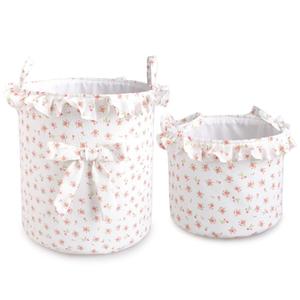 Rose Floral Print Cotton <strong>Linen</strong> Laundry Basket Foldable with Handles Ideal <strong>for</strong> Nursery Kids Room Home Decor Clothes Organization - Product Image 1