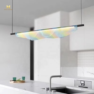 Modern Design Regenboog Led Hanglamp Netschaduw Kleurrijke Strip Kroonluchter Lange Vorm Hangende Plafondlamp - Product Image 2