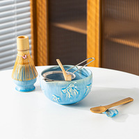 4/8PCS Set de Matcha Japonais Coffret Cadeau Fait à la Main Maison Facile à Nettoyer Bol Bambou Fouet Cuillère à Thé Set de Thé Matcha Outils de Fabrication de Thé