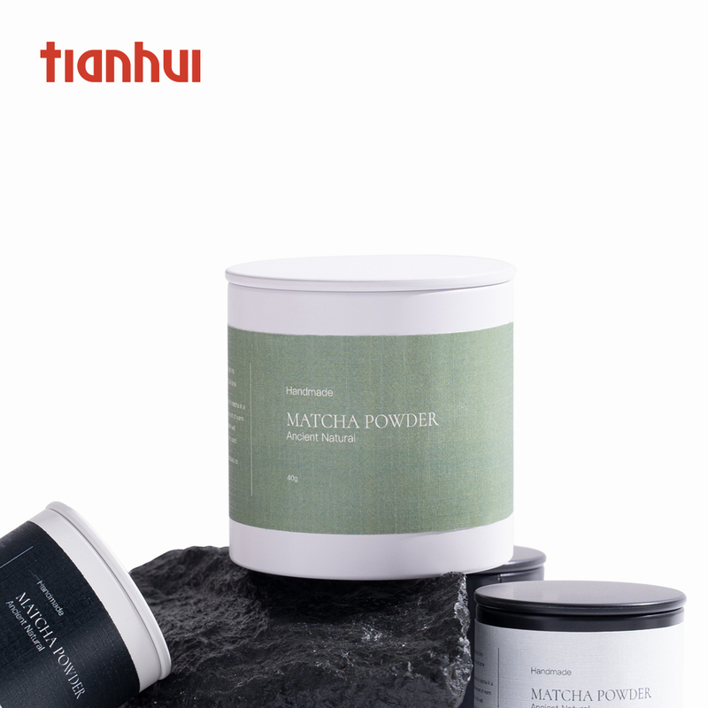 Tianhui Round Metal Tin Boxes Matcha