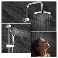 Système de douche à effet pluie autonettoyant en acier inoxydable, ensemble de douche mural avec pommeau de douche rond et douchette à main