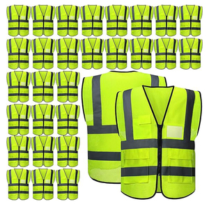 مخصص 120 جرام/متر مربع بناء عاكس مع سترة سلامة المرور متعددة الجيوب تتميز بشعار قابل للتخصيص - Product Image 1