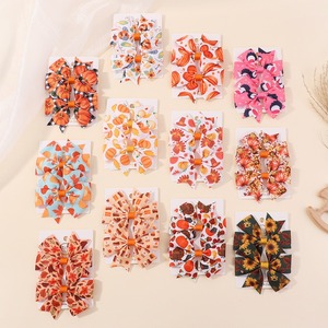 2ชิ้นแฟชั่นวินเทจพิมพ์ฟักทองโบว์ติดผมสำหรับเด็กผู้หญิงเด็กดอกไม้ชั้นน่ารักเครื่องประดับผมวันหยุดวันขอบคุณพระเจ้า - Product Image 1