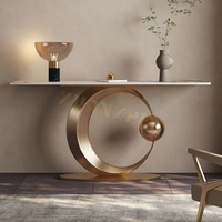 Meubles de salon, table console moderne en ardoise pour le couloir, table console de luxe en or rose, tables console d'entrée
