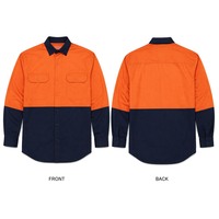 Chemise de travail haute visibilité bicolore à manches longues, col contrastant, deux poches poitrine, ourlet incurvé, uniforme de sécurité industrielle, logo personnalisé