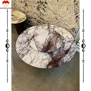 Bộ Bàn Tròn Đá Cẩm Thạch Màu Trắng Tĩnh Mạch Màu Tím Ý Bàn Ăn Đá Cẩm Thạch Màu Trắng Đinh Hương Milas Tùy Chỉnh <span class=keywords><strong>6</strong></span>/8/10 Chỗ Ngồi Có Thể Kéo Dài - Product Image 1