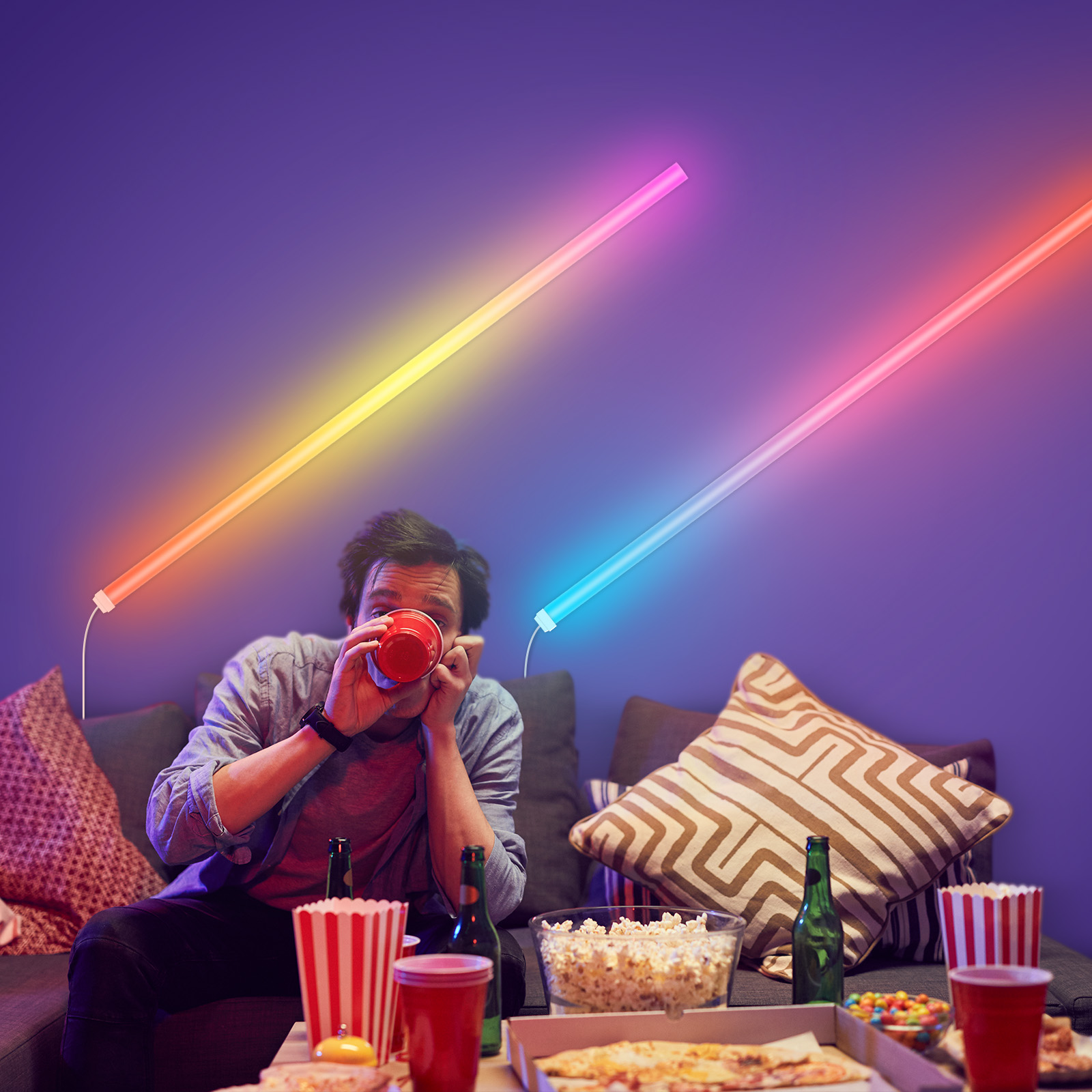 Nanxin 6 шт. светодиодные Настенные светильники Glide RGBIC, многоцветная музыка, синхронизация, домашний декор, светодиодная световая балка, Динамический свет для игр, потоковая спальня