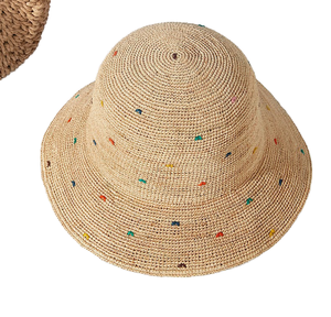 Sombrero de Pescador de Rafia para Mujer, Tejido a Mano, de Ala Ancha, para Playa y Protección Solar al Aire Libre - Product Image 1