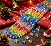 Breloques d'Halloween, ornements de Noël, perles de verre facettées multicolores arc-en-ciel, fil de perles transparentes en cristal, bijoux faits à la main