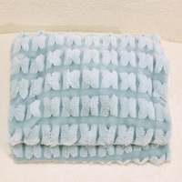 Plaid en fausse fourrure à motif géométrique, 420 g/m², jacquard, bleu aqua glacé, texture quadrillée, pour canapé, lit, décoration de salon