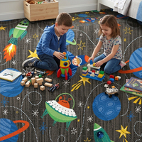 Weltraum-Raketen Bedruckte Nylon-Teppichfliesen Rutschfest Umweltfreundlich Lehrreich Kinderzimmer Kindergarten Spielzimmer Modulare Teppiche