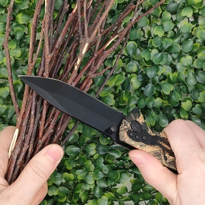 Couteau tactique de camouflage pour la jungle, l'entraînement et la cueillette, lame noire <span class=keywords><strong>en</strong></span> acier inoxydable, couteau de poche pliable pour la randonnée - Product Image 5