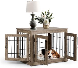 Cage à <span class=keywords><strong>chien</strong></span> multifonctionnelle avec lit confortable, style meuble, cage à <span class=keywords><strong>chien</strong></span> en bois, table d'appoint - Product Image 1