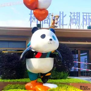 Şenlikli süslemeleri hayvan maskot karikatür dev fiberglas Panda yapı dekorasyon - Product Image 5