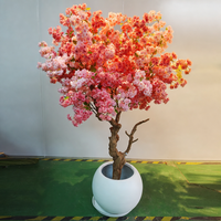 Pohon Bonsai Bunga Sakura Plastik Buatan 200cm Dekorasi Lanskap Bionik Semi-Mekanis untuk Hotel Restoran Dalam Ruangan