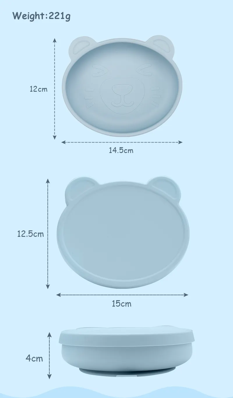 ชามซิลิโคนสำหรับเด็กทารกดูดพร้อมที่ดูดไร้สาร BPA