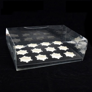 Dessert store cake shop custom logo transparent PET 12 inch cupcake boxes