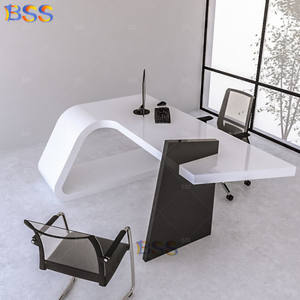 L a forma di tavolo da ufficio azienda <span class=keywords><strong>Design</strong></span> moderno studio odontoiatrico medico tavolo bianco nero in marmo artificiale tavolo da ufficio - Product Image 2