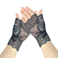 Gants longs sans doigts en dentelle sexy pour femme, style marin, gants mi-doigts en résille, mitaines chauffantes en maille