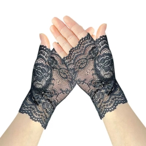 Gants longs sans doigts en dentelle sexy pour femme, style marin, gants mi-doigts en résille, mitaines chauffantes en maille - Product Image 5