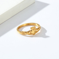Bague de couple unisexe haut de gamme en acier inoxydable plaqué or 18 carats, style Hug Marry Crown Heart, pour mariage, fête, bijoux de mode, cadeau