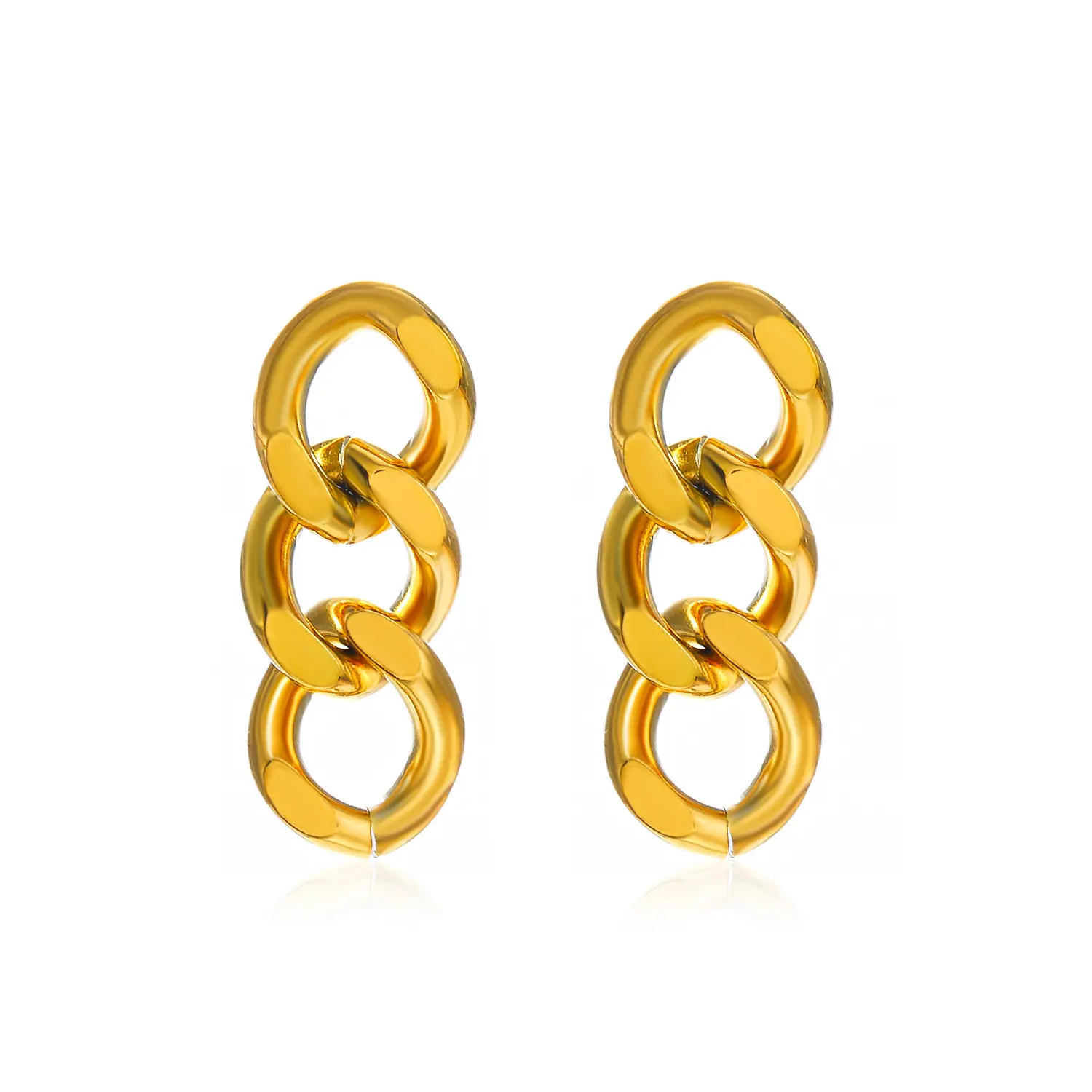 Fashionable stainless steel 18K gold plated Cuban style curb chain earrings punk jewelry as gifts for women