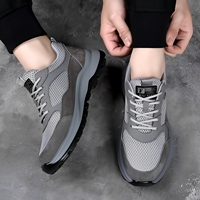 Chaussures de course d'été transfrontalières pour hommes, en maille respirante, semelle extérieure en caoutchouc antidérapante, à lacets, couleur unie, décontractées
