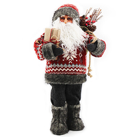 46cm Père Noël Poupée Flocon De Neige Rouge Pull Vieil Homme Barbe Blanche Décoration De Noël Prop Ornement De Bureau Cadeau De Noël Pour Enfants