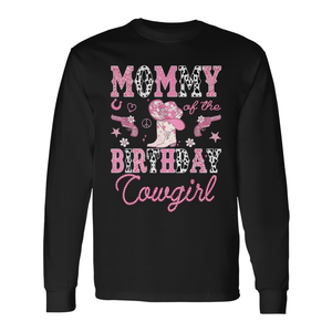 T-shirt à manches longues Mommy Of The Birthday Cowgirl, motif bottes roses, design Rodeo, col rond, impression numérique, pour adulte, femme - Product Image 3