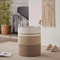 Panier à linge en corde de coton tissée de grande taille, vente en gros OEM/ODM, pour vêtements et jouets, avec poignées