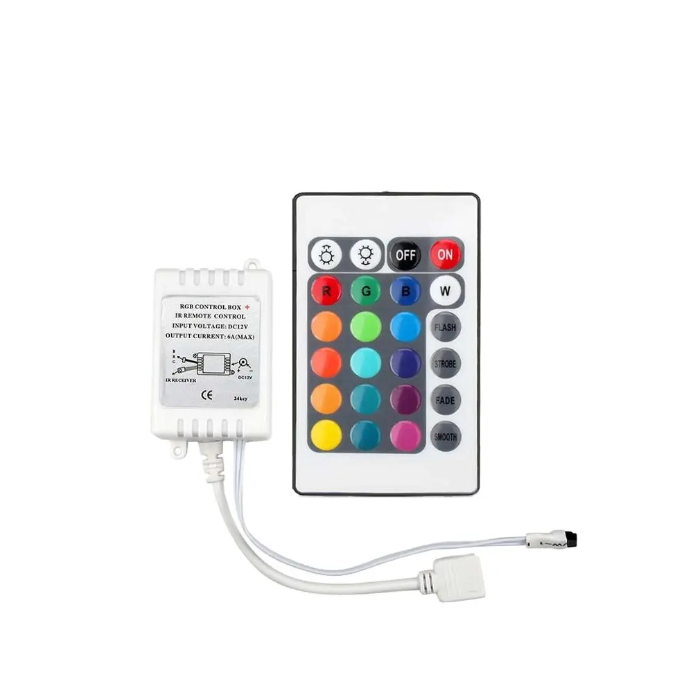 Hot Sale SMD RGB 24Key IR Remote Controller Adapter LED Lights Stripキット/セット