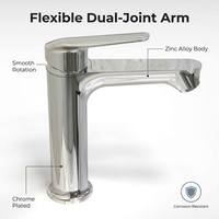 Robinet de lavabo moderne à levier unique en alliage de zinc chromé, bec horizontal à tête plate, montage sur plan, économie d'eau pour salle de bain
