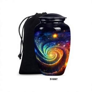 Hermosa urna de cremación de aluminio negro Galaxy para adultos para cenizas humanas, urna grande decorativa con bolsa de terciopelo gratis - Product Image 1