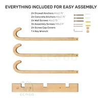 Support mural moderne et durable en bambou pour planche de surf avec support de rangement flottant en bois pour skateboard