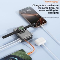 Batterie externe magnétique sans fil 5 en 1, 10000 mAh, charge rapide 22,5 W, prise secteur intégrée et câble rétractable