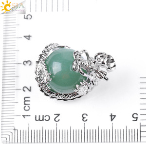 CSJA couleur argent chaud <span class=keywords><strong>Dragon</strong></span> enveloppé de pierre de cristal de guérison naturelle Quartz Rose boule ronde pendentif breloques E852 - Product Image 6
