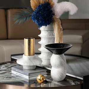 Креативный современный простой обеденный стол декор и аксессуары белый цветочный горшок ваза из натурального мрамора