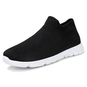 2024 Men's shoes lightweight casual shoes mesh surface breathable socks shoes one step easy to wear and take off