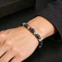 Pulsera de cuentas geométricas TeoWaki con lapislázuli natural y piedra imperial verde oscuro, joyería de piedra bicolor para adultos