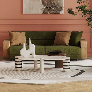 Đá Cẩm Thạch hiện đại Bàn Ăn Phòng khách đồ nội thất bằng đá màu be travertine Cave đá óc chó khảm Bàn cà phê - Product Image 2