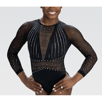 Justaucorps de gymnastique sur mesure de haute qualité, léger et respirant en maille, avec strass AB étincelants pour filles