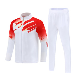 Ensemble de maillots de football pas cher à manches longues avec fermeture éclair, en polyester uni, pour hommes - Product Image 1