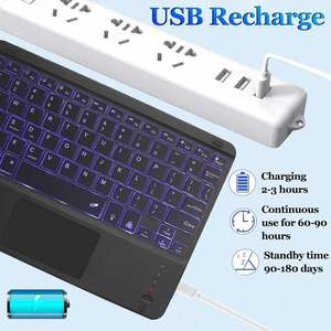 Clavier arabe allemand Qwertz Bluetooth pour smartphone, clavier Bluetooth avec éclairage pour iPad - Product Image 6