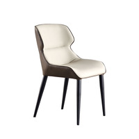 Chaise de salle à manger en cuir et métal, siège en feutre