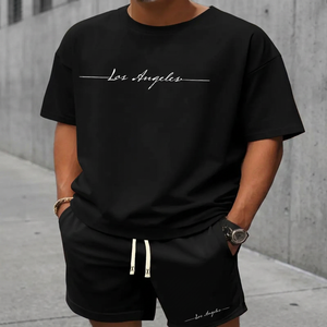 Men's Casual Summer <b>Knitted</b> T-Shirt Shorts <b>Set</b> 3D Digital Printing Polyester/Cotton 180g Quick Dry Comfortable Pockets Great - Product Image 2