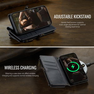 Étui portefeuille <span class=keywords><strong>CaseMe</strong></span> C39 pour <span class=keywords><strong>iPhone</strong></span> 16E Pro 15 <span class=keywords><strong>13</strong></span> 14 12 Plus 11 Pro XS Max XR 17 Air, sac magnétique multifonctionnel 3-en-1 à bandoulière - Product Image 5